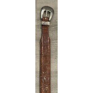 Brighton Onyx #17407 Alligator Grain Brown Leather Belt Size 28